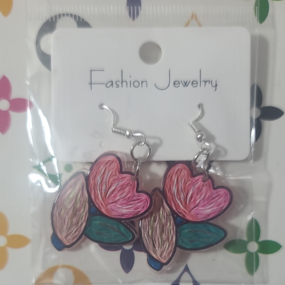 Fashion Jewelry Pink and Green Earrings